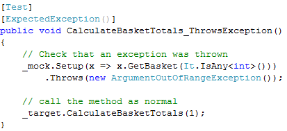 Exception Moq