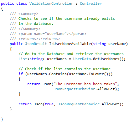 MVC Validation Controller