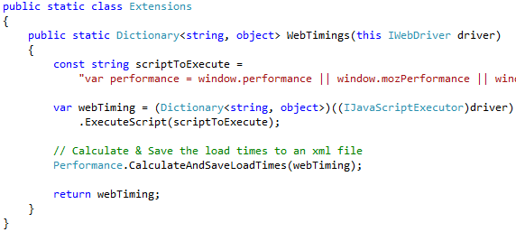 Web Timing API Selenium Extension